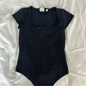 Aritzia Wilfred Free Black Short-Sleeve Bodysuit